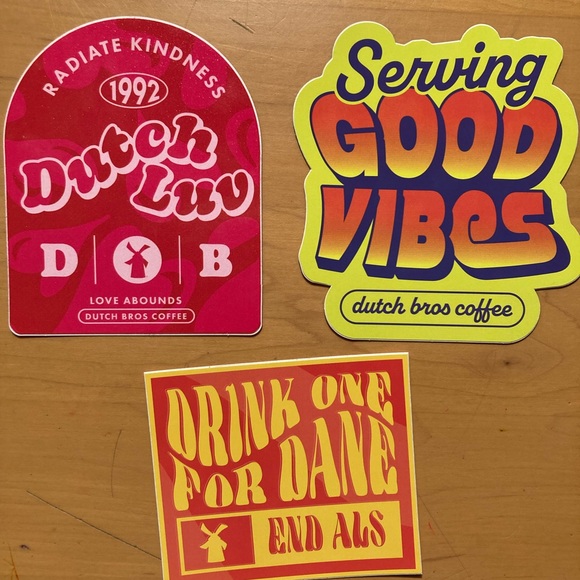 Lot of 6 rare hard to find Dutch bros stickers, Christmas Arizona